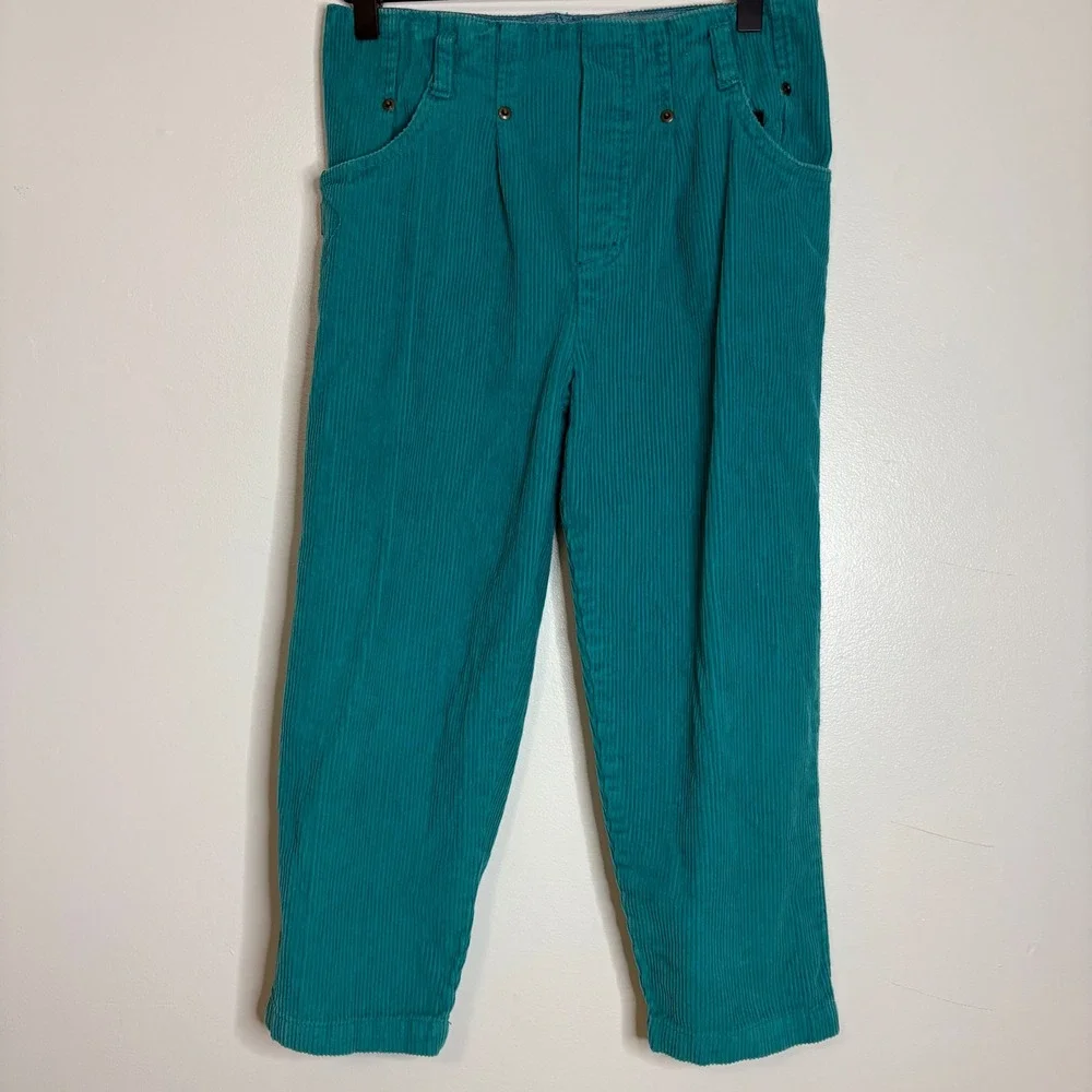 The Childrens Place Teal Corduroy Pants Girls Size S 6 Pleated Front